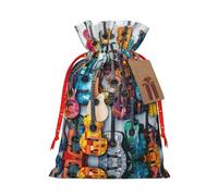 NBRIEU Acoustic Guitar Print Gift Bag with Drawstring, Reusable Gift Bag for Holiday Party and Wedding