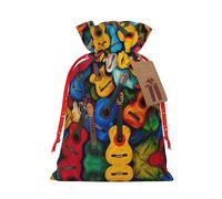NBRIEU Acoustic Guitar Print Gift Bag with Drawstring, Reusable Gift Bag for Holiday Party and Wedding