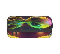 NBRIEU Alien Planet Large Capacity Pencil Case Multi-Compartment Stationery Organizer Black One Size Print, Black/White, One Size, Print