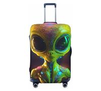 NBRIEU Alien Planet Printed Elastic Suitcase Cover Fashion Washable Fits 18-32 Inch Luggage, Black/White, X-Large