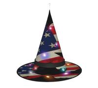 NBRIEU American Eagle Print Foldable Witch Hat with Flag Halloween Vampire Witch Costume Accessories