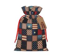 NBRIEU American Flag Patchwork Print Gift Bag, Bring a Drawstring, Reusable Gift Bag for Holiday Party and Wedding