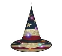 NBRIEU American Flag Print Foldable Witch Hat Halloween Vampire Witch Costume Accessories