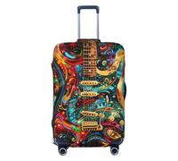 NBRIEU Art Guitar Pattern Print elastic suitcase cover,fashionable,washable,fit 18-32 Inch luggage, Black, M