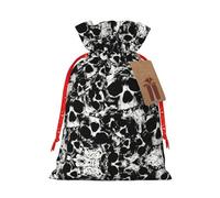 NBRIEU Black and White Human Skull Print Gift Bag, Bring a Drawstring, Reusable Gift Bag for Party, Wedding