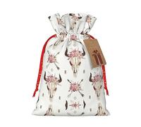 NBRIEU Blank Tribal Bull Skull Print Gift Bag, Bring a Drawstring, Reusable Gift Bag for Holiday Party and Wedding