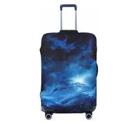 NBRIEU Blue Galaxy Printed Elastic Suitcase Cover Fashion Washable Fits 18-32 Inch Luggage, Black/White, S