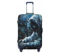 NBRIEU Computer Attack Printed Elastic Suitcase Cover Fashion Washable Fits 18-32 Inch Luggage, Black/White, Large