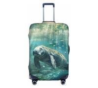 NBRIEU Crazy Save Manatee Stretch Suitcase Cover Modern Washable Fits 18-32 Inch Luggage, Black/White, Large