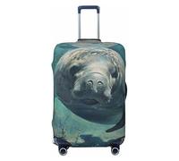 NBRIEU Crazy Save Manatee Stretch Suitcase Cover Modern Washable Fits 18-32 Inch Luggage, Black/White, X-Large