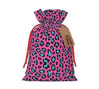 NBRIEU Cute Turquoise Leopard Print Gift Bag, Bring a Drawstring, Reusable Gift Bag for Party, Wedding