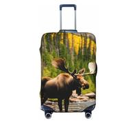 NBRIEU Deer Bear Printed Elastic Suitcase Cover Fashion Washable Fits 18-32 Inch Luggage, Black/White, X-Large