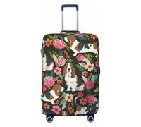 NBRIEU Dog Flower Printed Elastic Suitcase Cover Fashion Washable Fits 18-32 Inch Luggage, Black/White, Medium