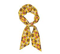 NBRIEU Donut Print Scarf for Women Long Strip 46.9 x 3.1 Inches Lightweight Breathable Fashion Accessories Black One Size Black One Size Black One Size, Black/White, One size