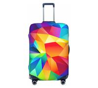 NBRIEU Elastic Luggage Cover Rainbow Geometric Print Fashion Washable Luggage Cover Fits 18-32 Inch Luggage,Black,Large, Black/White, Large