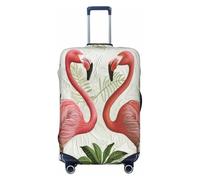 NBRIEU Flamingo on White Stretch Suitcase Cover Fashion Washable Fits 18-32 Inch Luggage, Black/White, S