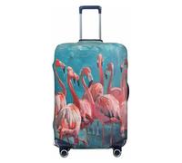NBRIEU Flamingo Printed Elastic Suitcase Cover Fashion Washable Fits 18-32 Inch Luggage, Black/White, S