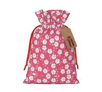 NBRIEU Flowers Texture Pink Print Presents Bag,Bring A Drawstring,Reusable Holiday Party Wedding Gift Bag