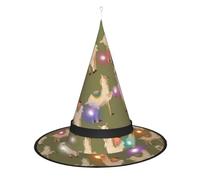 NBRIEU Foldable Alpaca.Printed Witch Hat,Halloween Vampire Witch Costume Accessories