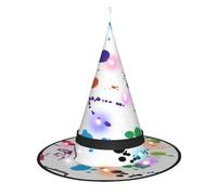 NBRIEU Foldable Witch Hat Abstract Paint Splatter Print Halloween Vampire Witch Costume Accessories