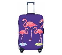 NBRIEU Four Flamingo Printed Elastic Suitcase Cover Fashion Washable Fits 18-32 Inch Luggage, Black/White, S