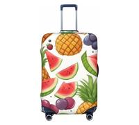 NBRIEU Fresh Juicy Fruit Pineapple Berry Grape Orange Printed Elastic Suitcase Cover Fashion Washable Fits 18-32 Inch Luggage, Black/White, S