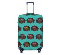 NBRIEU German Shorthair Pointer in Glasses Stretch Suitcase Cover Fashion Washable Suitcase Cover Fits 18-32 Inch Luggage, Black/White, Medium
