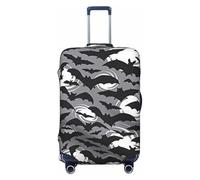 NBRIEU Halloween Bats Printed Elastic Suitcase Cover Fashion Washable Fits 18-32 Inch Luggage, Black/White, X-Large