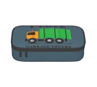 NBRIEU I Love Garbage Trucks Pencil Case Large Capacity Stationery Organizer with Multiple Compartments, Black/White, One Size, Print
