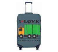 NBRIEU I Love Garbage Trucks Stretch Suitcase Cover Modern Washable Fits 18-32 Inch Luggage, Black/White, Large