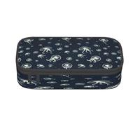 NBRIEU Large Capacity Jellyfish Print Pencil Case Multi-Compartment Stationery Organizer Black One Size Print, Black/White, One Size, Print