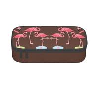 NBRIEU Large Capacity Pencil Case Four Flamingo Print Stationery Organizer with Multiple Compartments Black One Size Print, Black/White, One Size, Print