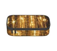 NBRIEU Large Capacity Pencil Case Glitter Print Gold Sequin Stationery Organizer Multi Compartments Black One Size Print, Black/White, One Size, Print