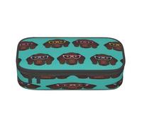 NBRIEU Large Capacity Pencil Case with German Shorthair Pointer in Glasses, Multi-Compartment Stationery Organizer, Black, One Size, Print, Black/White, One Size, Print
