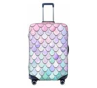 NBRIEU Mermaid Elastic Suitcase Cover Pastel Pink Purple Aqua Tea Print Fashion Washable Fits 18-32 Inch Luggage, Black/White, Large