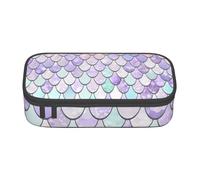 NBRIEU Mermaid Tea Print Pencil Case Large Capacity Pastel Pink Purple Aqua Multi Compartment Stationery Organizer Black One Size Print, Black/White, One Size, Print