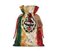 NBRIEU Mexican American Flag Print Presents Bag,Bring A Drawstring,Reusable Holiday Party Wedding Gift Bag