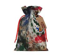 NBRIEU Mexican American Flag Print Presents Bag,Bring A Drawstring,Reusable Holiday Party Wedding Gift Bag