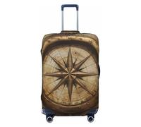 NBRIEU Nautical Compass Printed Stretch Suitcase Cover Modern Washable Fits 18-32 Inch Luggage, Black/White, X-Large