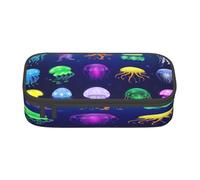 NBRIEU Ocean Jellyfish Print Organizer Case Large Capacity Multi-Compartment Stationery Organizer Black One Size Print, Black/White, One Size, Print