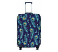 NBRIEU Peacock Feather Printed Elastic Suitcase Cover Fashion Washable Fits 18-32 Inch Luggage, Black/White, X-Large