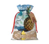 NBRIEU Pineapple Print Gift Bag By The Sea, Bring A Drawstring, Reusable Gift Bag for Holiday Party and Wedding