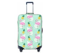 NBRIEU Pink Flamingo Pineapple Printed Elastic Suitcase Cover Fashion Washable Fits 18-32 Inch Luggage, Black/White, S