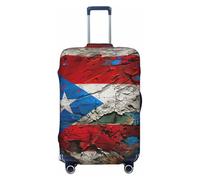 NBRIEU Puerto Rico Flag Printed Elastic Suitcase Cover Fashion Washable Fits 18-32 Inch Luggage, Black/White, X-Large