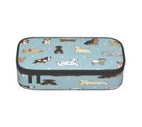 NBRIEU Puppy Doodles Print Large Capacity Pencil Case Stationery Organizer with Multiple Compartments, Black/White, One Size, Print