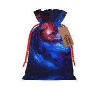 NBRIEU Red and Blue Galaxy Print Gift Bag, Bring a Drawstring, Reusable Gift Bag for Party, Wedding