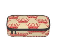 NBRIEU Red Crown Print Pencil Case Large Capacity Multi-Compartment Stationery Organizer Black One Size Print, Black/White, One Size, Print