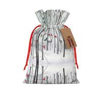 NBRIEU Snow Deer Bird Brich Tree Print Presents Bag,Bring A Drawstring,Reusable Holiday Party Wedding Gift Bag