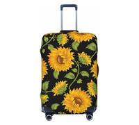 NBRIEU Sunflower Printed Elastic Suitcase Cover Fashion Washable Fits 18-32 Inch Luggage, Black/White, Medium