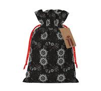 NBRIEU Supernatural Symbols Black Print Gift Bag with Drawstring Reusable Gift Bag for Party Wedding